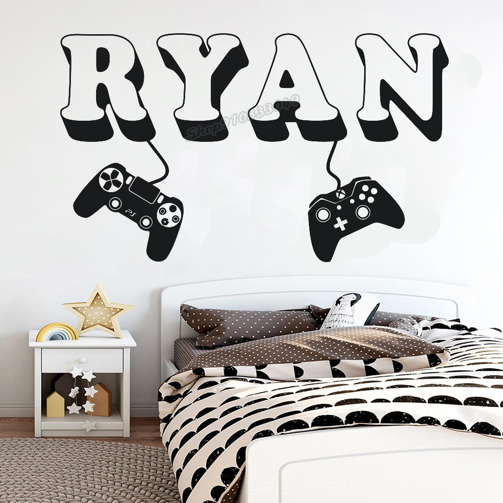 Gaming Accessories For Room - Adesivo da parete per giocatori Nome